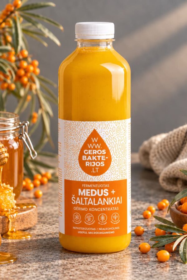 Fermentuotas medaus ir šaltalankių gėrimo koncentratas 0,75L