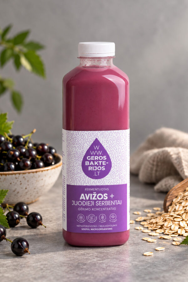 Fermentuotas avižų ir juodųjų serbentų gėrimo koncentratas 1L
